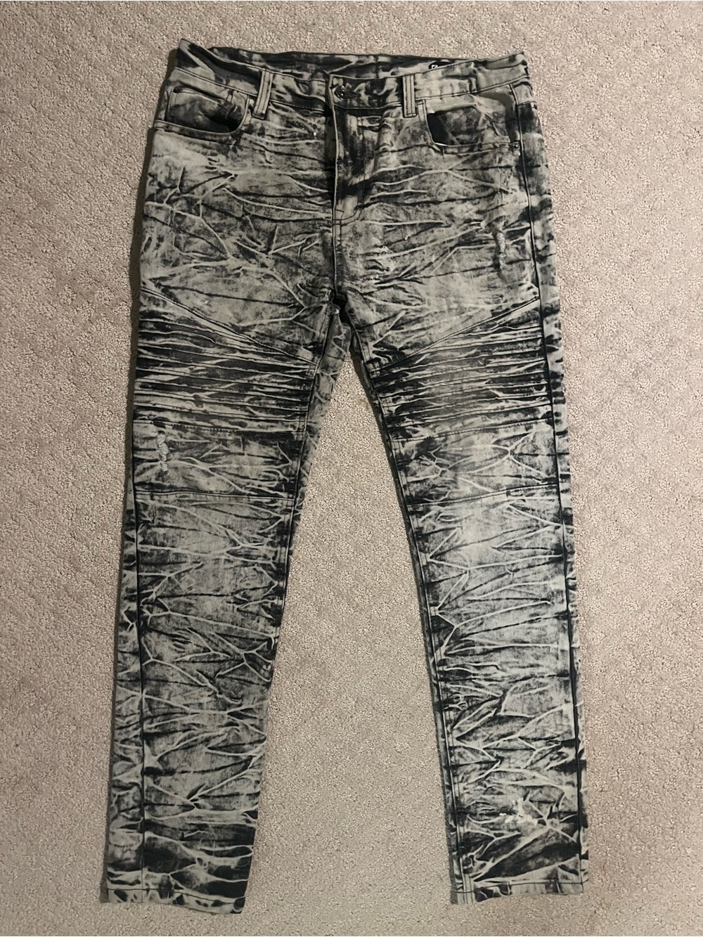 Southpole Skinny Distressed Gray Acid-Wash Men's Jeans 36x32